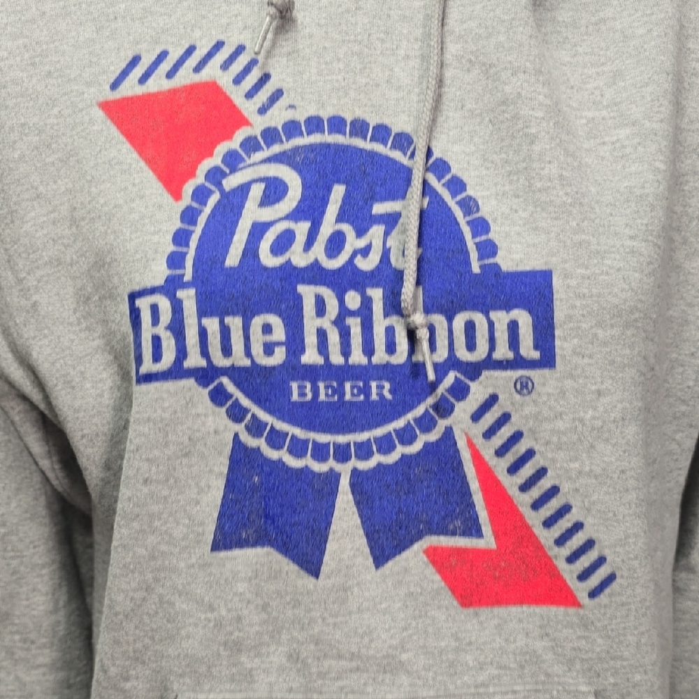 Pabst Blue Ribbon Gray Logo Hoodie - Women's Pullover Sweatshirt - Picture 3 of 9